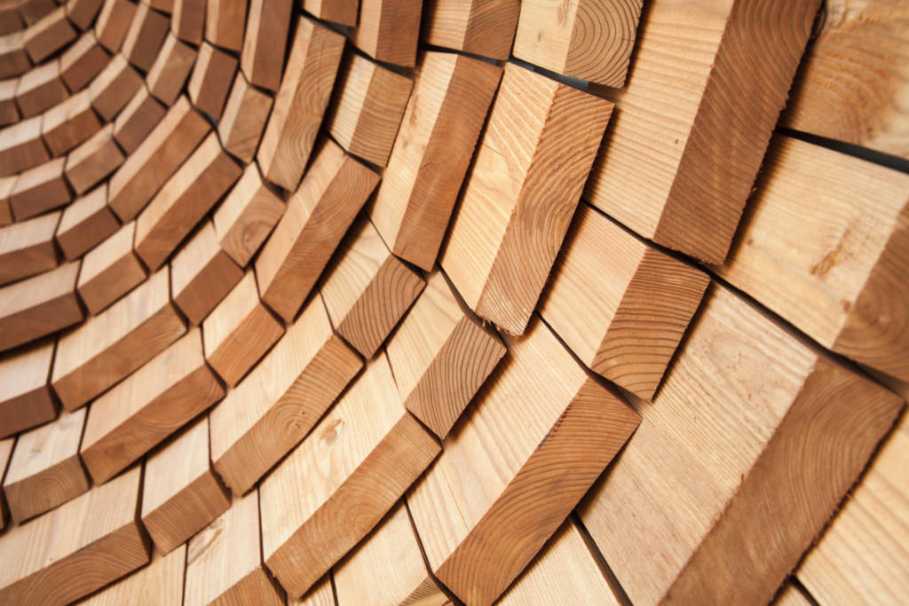 Abstrakte runde Holzwand Hintergrundtextur